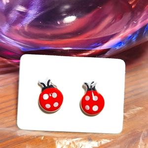 Handcrafted Ladybug earring studs